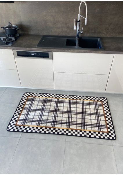 Dama Ekose Desenli Lateks Taban Mutfak Halısı fiyatları