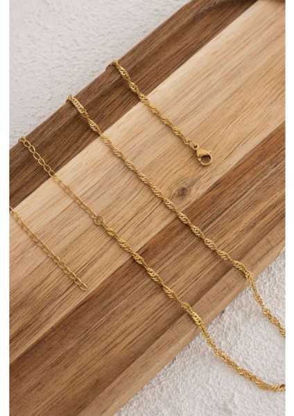 Çelik Singapur Vücut Zinciri Denizde Yazın Günlük Kullanıma Uygun Sarma Burgu Kararmaz 60,25,60+15CM modelleri