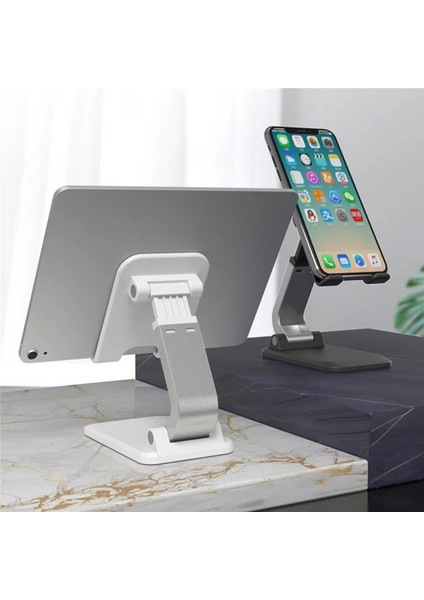 Katlanabilir Stant Business Model Abs + Silikon Materyal Tablet Akıllı Telefon Standı Masaüstü Stand Katlanabilir Cep Telefonu Telefon Tutucu Q7-L