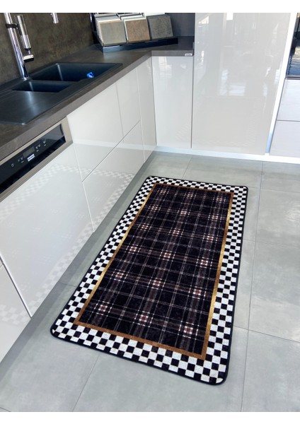 Dama Ekose Desenli Lateks Taban Mutfak Halısı fırsatları
