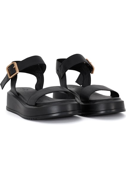 Deri Geniş Bantlı Sandalet
