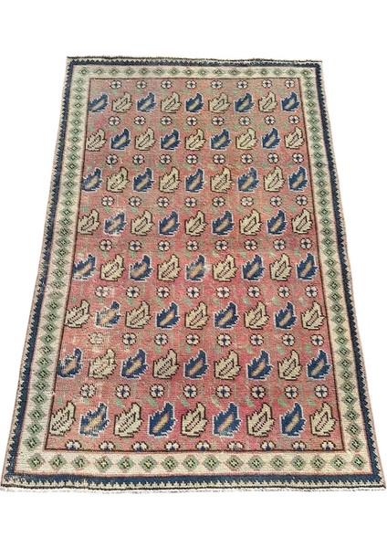 El Dokuma Vintage Iran Halısı 93 x 140 Pembe Eskitme Halı
