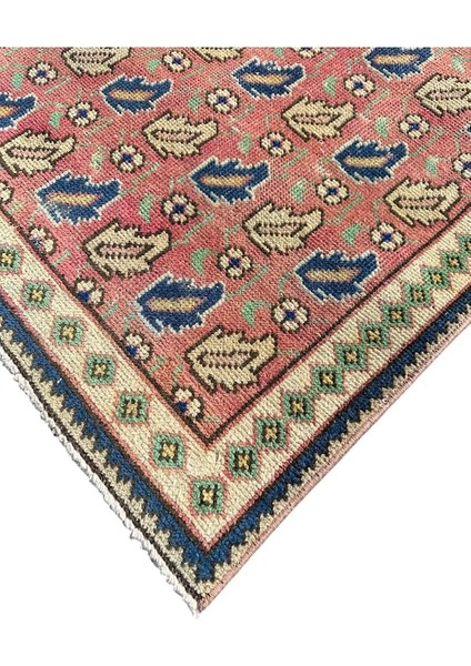 El Dokuma Vintage Iran Halısı 93 x 140 Pembe Eskitme Halı
