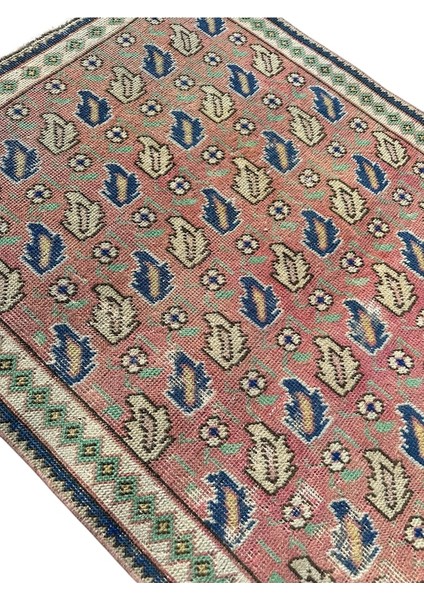 El Dokuma Vintage Iran Halısı 93 x 140 Pembe Eskitme Halı