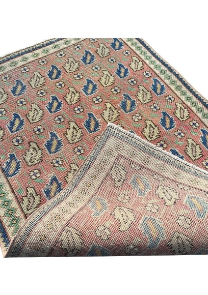 El Dokuma Vintage Iran Halısı 93 x 140 Pembe Eskitme Halı