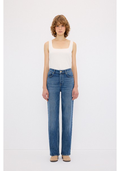 Boru Paça Denim Pantolon Lacivert 15344459000