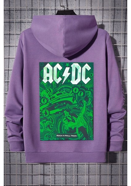 Unisex Ac Dc Baskılı Kapüşonlu Sweatshirt