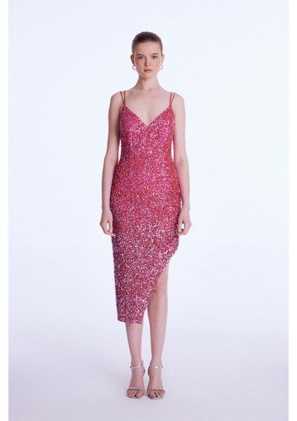 Asimetrik Mini Elbise Turkuaz 12443327000