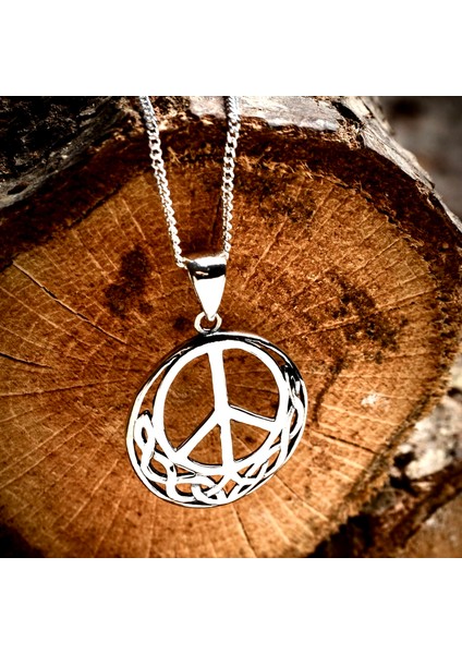 Gümüş Barış Işareti Kolye 925 Ayar Gümüş Barış Simgesi Unisex Kolye