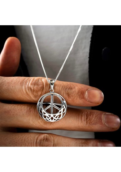 Gümüş Barış Işareti Kolye 925 Ayar Gümüş Barış Simgesi Unisex Kolye fiyatları