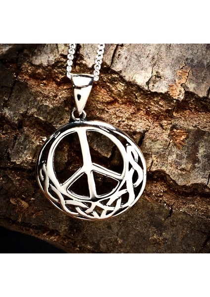 Gümüş Barış Işareti Kolye 925 Ayar Gümüş Barış Simgesi Unisex Kolye modelleri