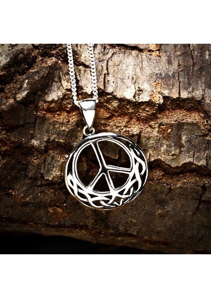 Gümüş Barış Işareti Kolye 925 Ayar Gümüş Barış Simgesi Unisex Kolye indirimleri