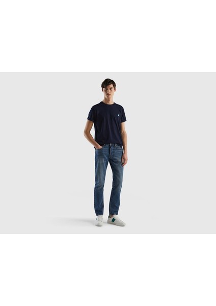 Erkek Benetton Logolu Bisiklet Yaka T-Shirt BEN.3MI5J1AF7