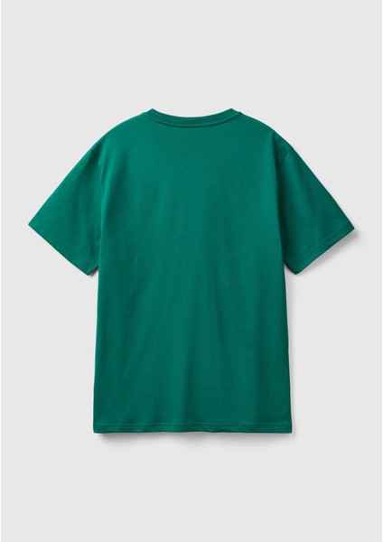 Erkek Benetton Logolu Bisiklet Yaka T-Shirt BEN.3MI5J1AF7