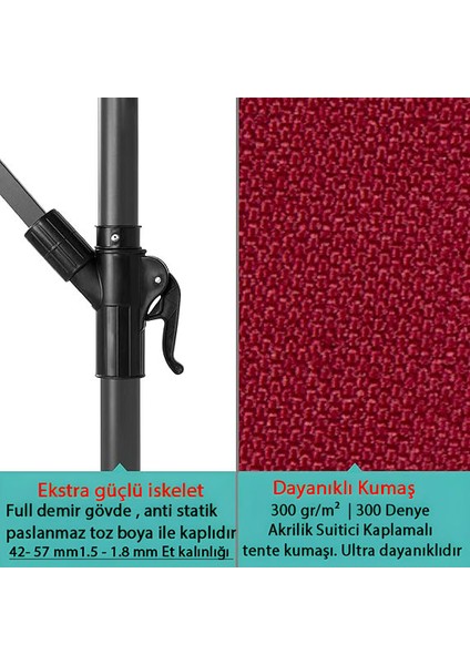 3 mt Full Demir Bahçe Şemsiyesi, Havuz Şemsiyesi, Teras Şemsiyesi, Büyük Şemsiye, Yandan Kollu Şemsiye, Parasol Şemsiye fırsatları