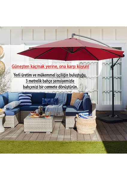 3 mt Full Demir Bahçe Şemsiyesi, Havuz Şemsiyesi, Teras Şemsiyesi, Büyük Şemsiye, Yandan Kollu Şemsiye, Parasol Şemsiye indirimleri