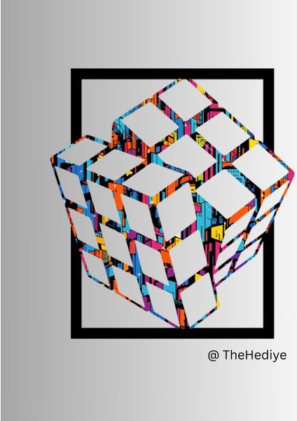 Metal Tablo - Küp Rubiks -Renkli Tasarım