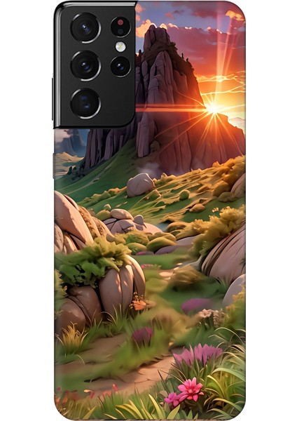 Samsung Galaxy M51 Silikon Kılıf Dağ G&uuml;n Batımı