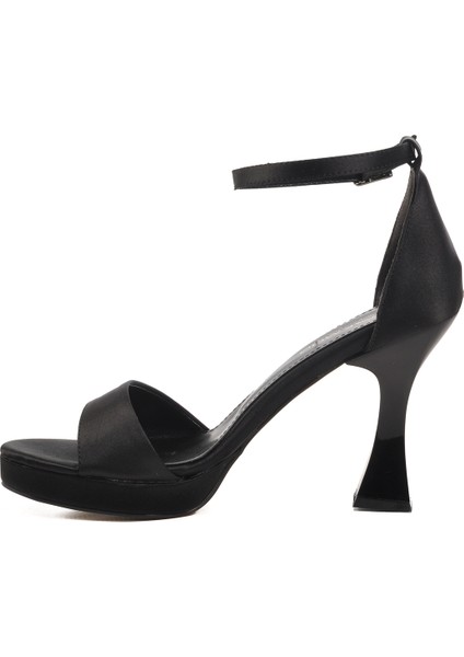 Siyah Saten Ince Topuk Kadın Topuklu Ayakkabı 448183 Z fiyatları