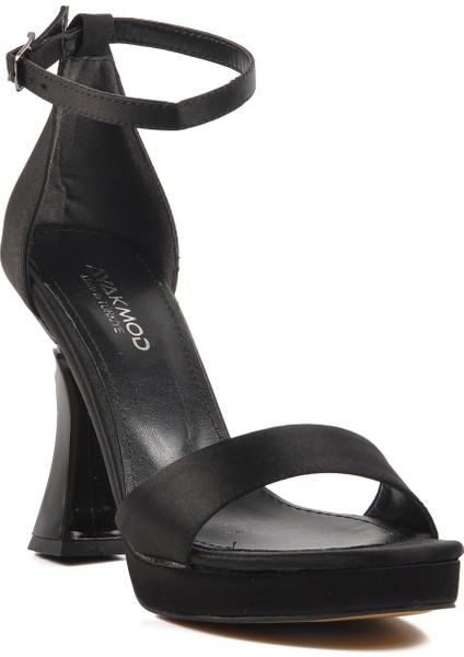 Siyah Saten Ince Topuk Kadın Topuklu Ayakkabı 448183 Z modelleri