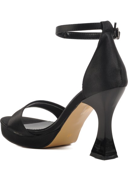Siyah Saten Ince Topuk Kadın Topuklu Ayakkabı 448183 Z fırsatları