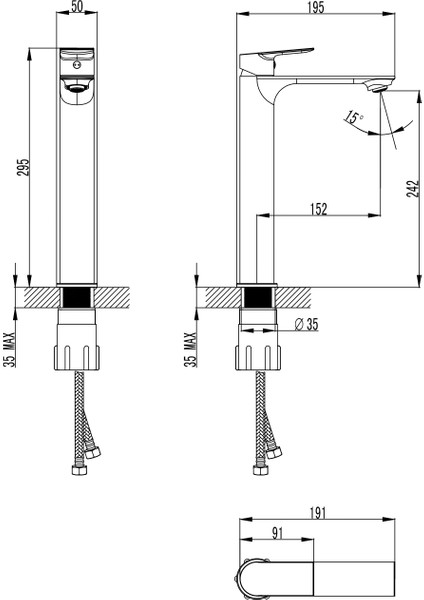 Turkuaz Ibiza Yüksek Lavabo Bataryası modelleri