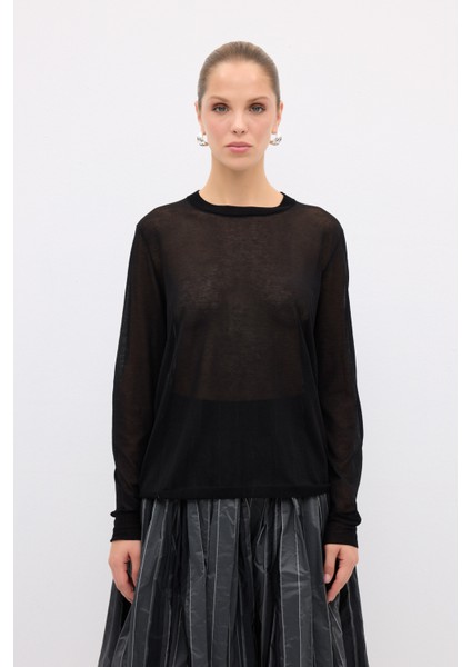 Transparan Triko Kazak Siyah 13944608000