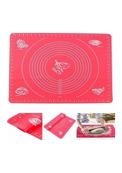 Ölçekli Silikon Hamur Açma Matı Büyük Boy Silikon Hamur Açma Matı 50X40 cm Hamur Ölçekli