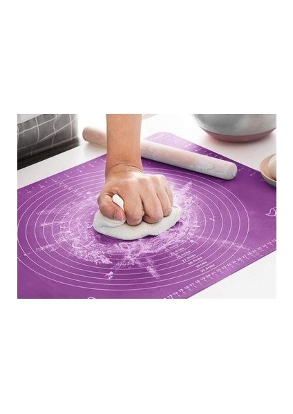 Ölçekli Silikon Hamur Açma Matı Büyük Boy Silikon Hamur Açma Matı 50X40 cm Hamur Ölçekli fırsatları