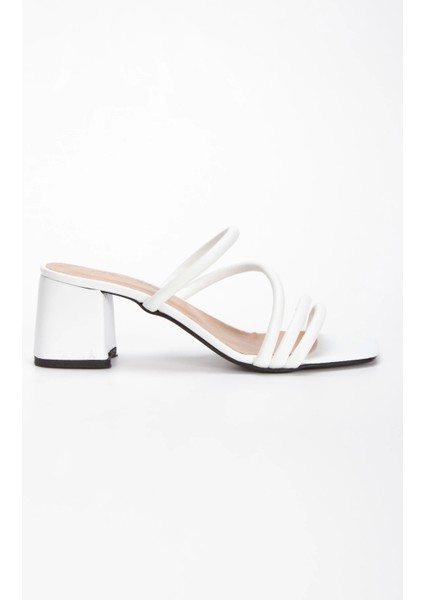 Kadın Kalın Topuklu Terlik Beyaz fiyatları