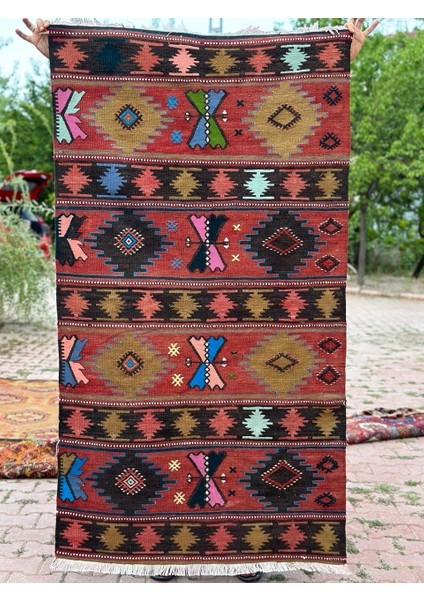 100 x 180 cm Türk Vintage Halı, El Dokuma Yün Anadolu Halısı, Harika Antika Kilim, Moroccan Stili Halı
