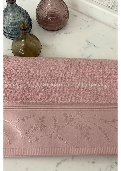 Ditsy El-Yüz Havlusu 6 Adet-Antrasit-Pembe