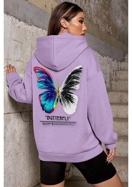 Unisex Butterfly Sırt Baskılı Sweatshirt