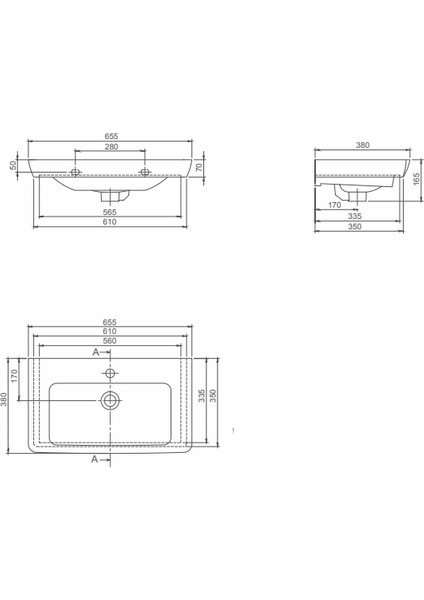 Seramik Cerastyle Porto 65 x 38 cm Etajerli Lavabo fırsatları