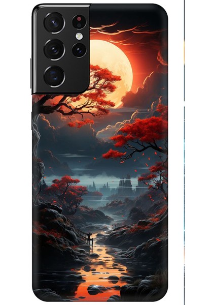 Samsung Galaxy A70 Silikon Kılıf Kızıl G&uuml;n Batımı