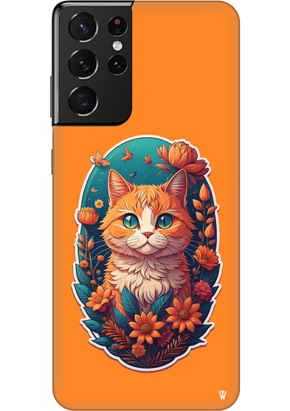 Samsung Galaxy A54 Silikon Kılıf Turuncu Kedi