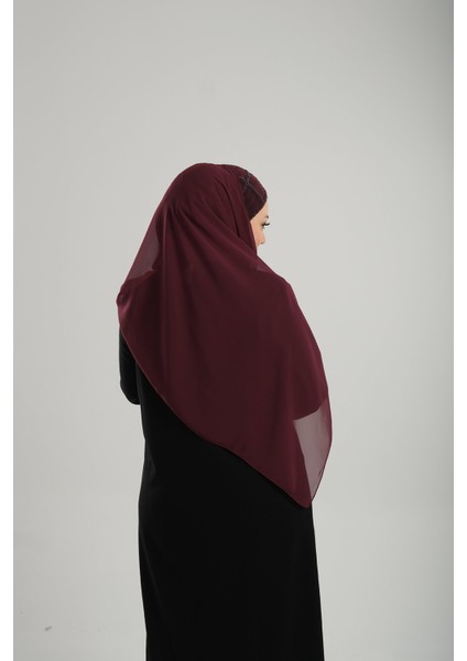 Bordo Arkadan Bağlamalı Abiye Şal Şifon Kare Desenli Taşlı 1900_16 fırsatları