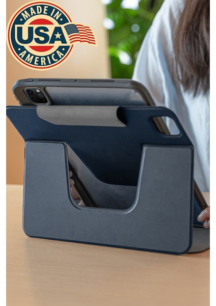 Apple iPad Air 11 2024 Standlı Kalem Bölmeli Kılıf Raptic Spin Detachable Folio Pu Ayrılabilir Siyah