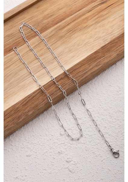 Çelik Ataç Oval Halka Bel Zinciri Günlük Kullanıma Uygun Kararmaz Kablo Bel Zincir 2mm 60+75CM