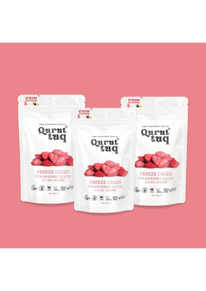 3'lü Paket Dondurularak Kurutulmuş Çilek Cipsi 20 Gr