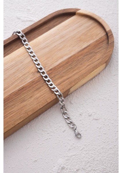 Çelik Kalın Gurmet Zincir Halhal Denizde Günlük Kullanıma Uygun Büyük Küba Halhal 6mm 22CM+3CM