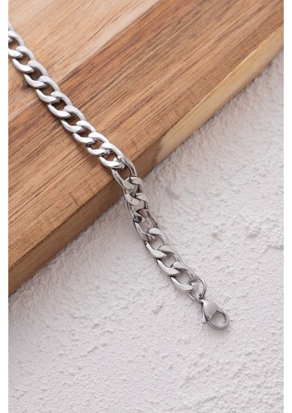 Çelik Kalın Gurmet Zincir Halhal Denizde Günlük Kullanıma Uygun Büyük Küba Halhal 6mm 22CM+3CM fiyatları