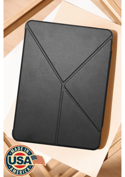 Apple iPad Air 11 2024 Uyumlu Kılıf Raptic Clear Folio Arkası Şeffaf Katlanabilir Standlı Kılıf Siyah