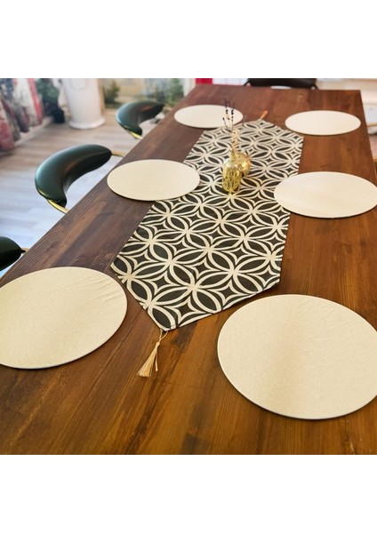 Desenli Runner Masa Örtüsü Amerikan Servisi Supla Set 6131 fiyatları