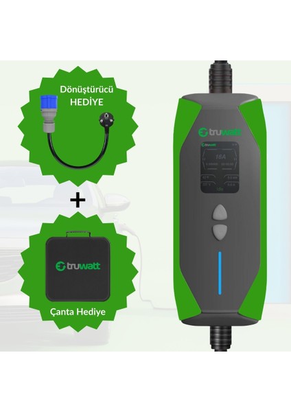 ZT303 Taşınabilir Elektrikli Araç Şarj Cihazı Türkçe Menü 32A/7KW/220V (3 Metre) fiyatları