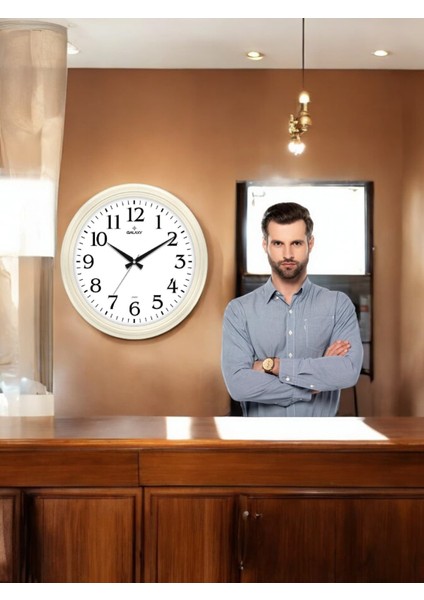 Salon Tipi Büyük Boy Duvar Saati Bej 46 cm fiyatları