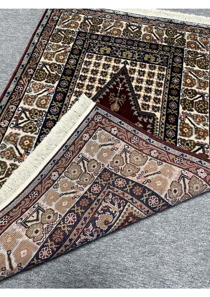 El Dokuma Yün Ipek Seccade 90X135 Kırmızı Kayseri Namazlık