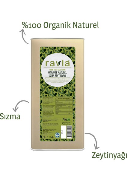 Organik Naturel Sızma Zeytinyağı 5Lt