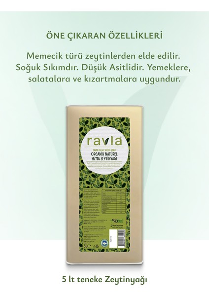 Organik Naturel Sızma Zeytinyağı 5Lt