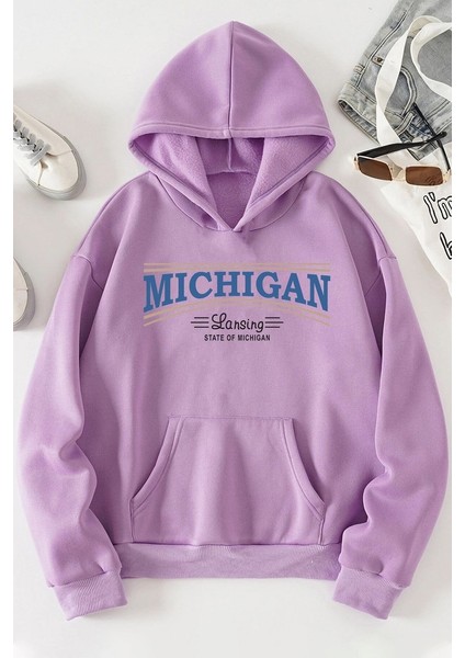 Only Trendwear Unisex Michigan Tasarım Sweatshirt